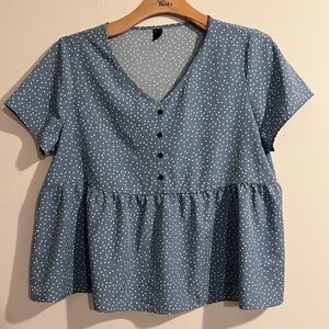 SHEIN Blue Polka Dot Blouse